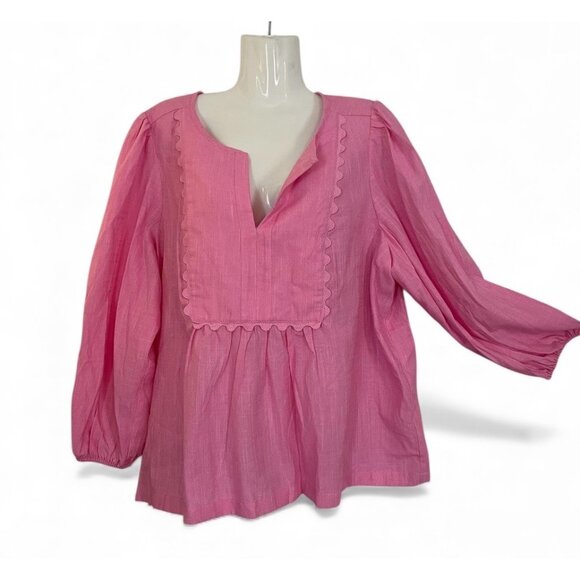 Crown & Ivy Pink Sky Scalloped Top Belk Fashion Woven Line XXL - Picture 1 of 15